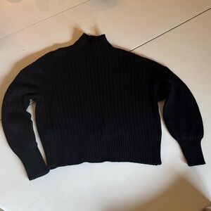 Zaful Black Ribbed Cowl Neck Sweater